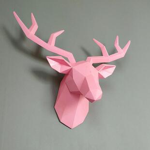 北欧几何鹿头装饰壁挂客厅电视背景墙面挂件招财麋鹿壁饰轻奢立体