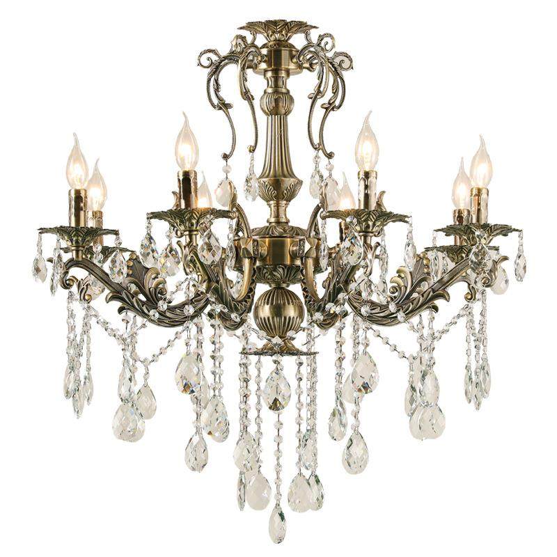 欧式餐厅水晶吊灯锌合金卧室客厅灯具复古铜色别墅酒店大厅装饰灯