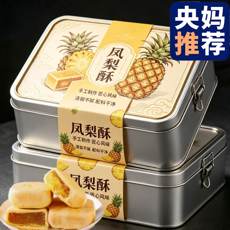 央妈推荐！凤梨酥铁盒子装台湾正宗传统糕点点心送礼零食厦门特产