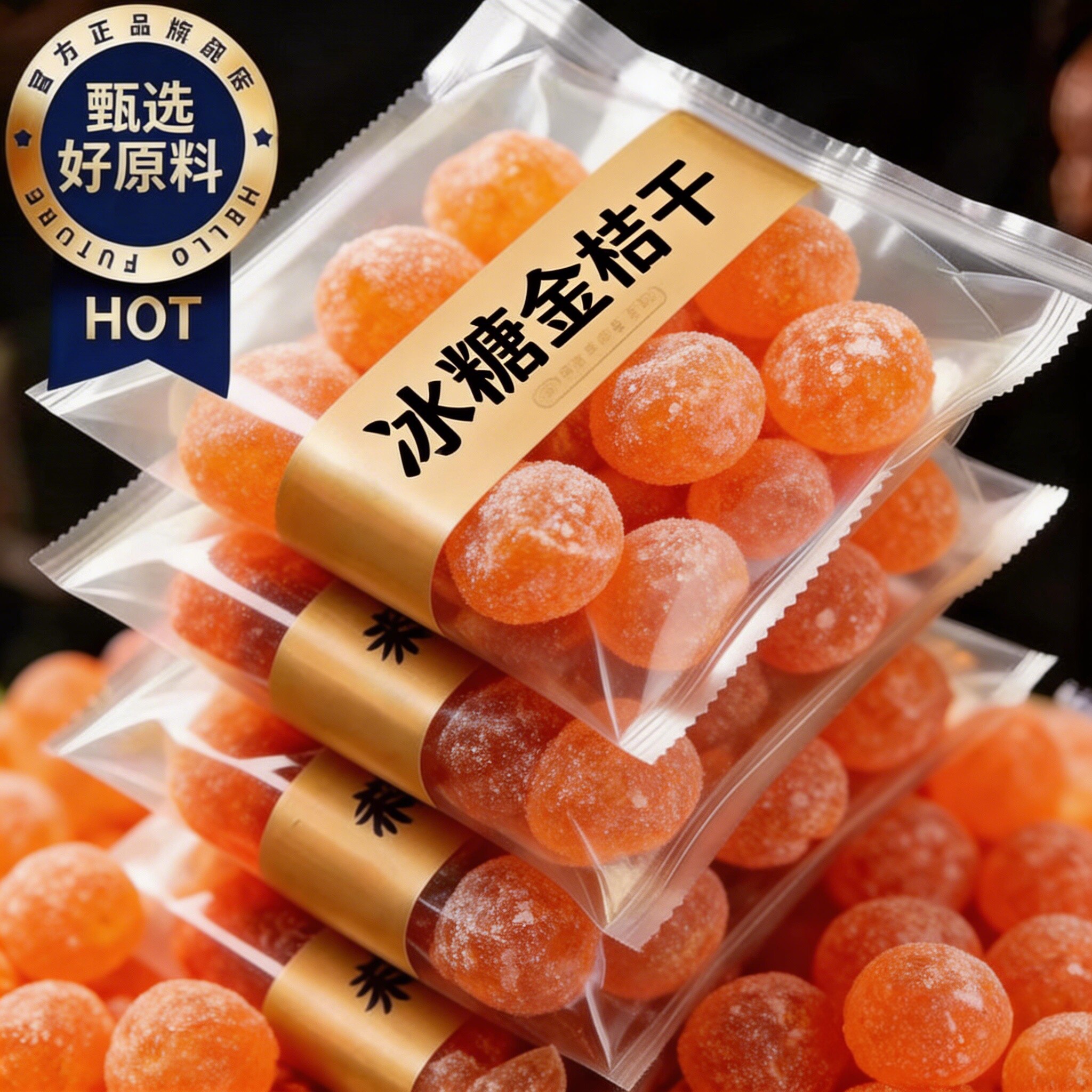 冰糖金桔干特大天山雪桔500g罐装甘草金桔正宗蜜饯果脯金橘干