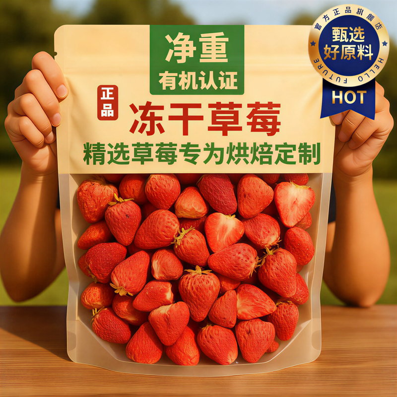 冻干草莓烘焙专用果干无糖无添加官方旗舰店雪花酥用水果冻干零食