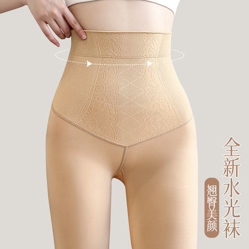 蕾丝高腰水光袜一体裸感黑透肤
