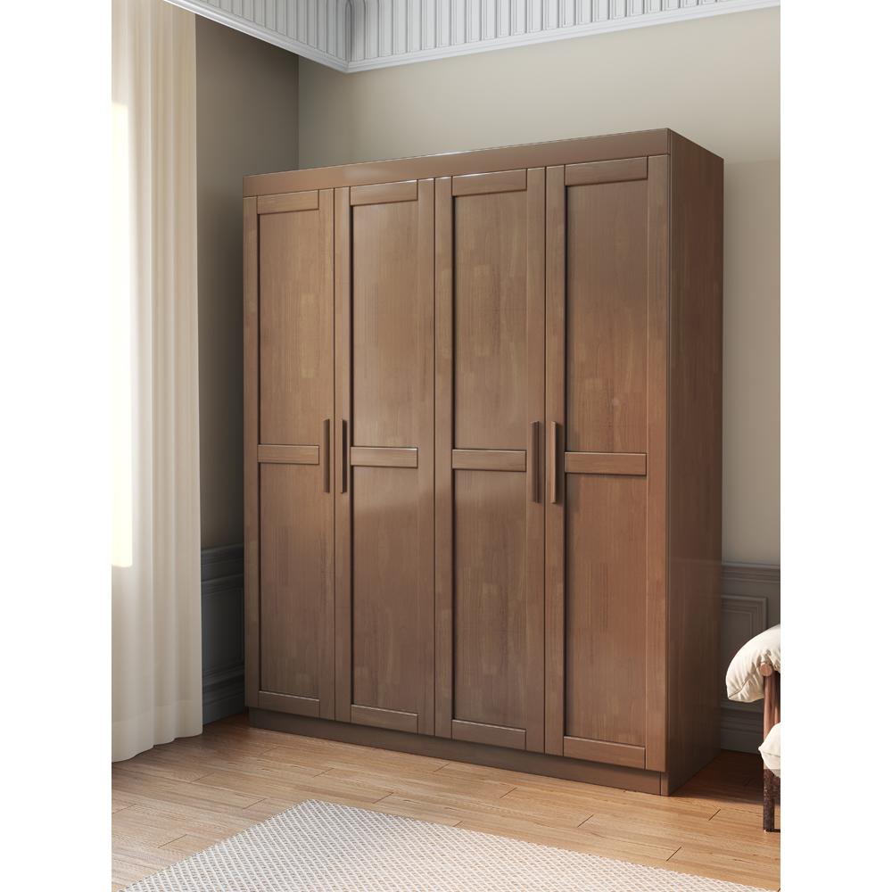 北欧实木衣柜小户型家用衣橱卧室落地储物柜现代简约多门实木柜子