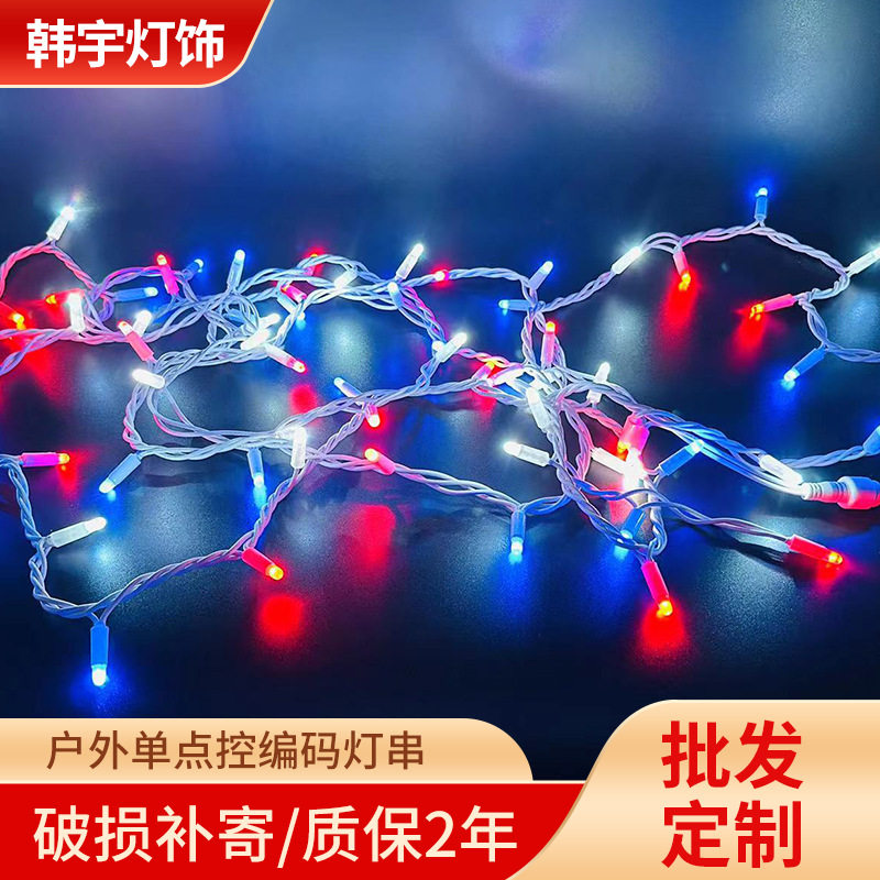 跨境单点控灯串户外七彩led灯串绕树庭院圣诞亮化装饰IP65装饰灯