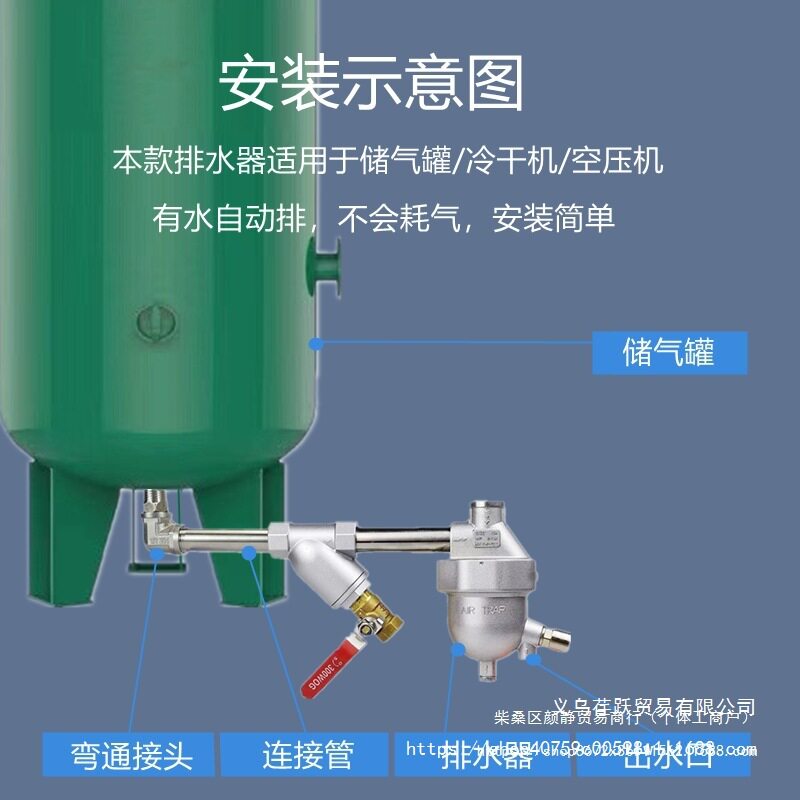 储气罐空压机自动排水器全自动SA6D气动放水阀气泵排水阀零气损耗