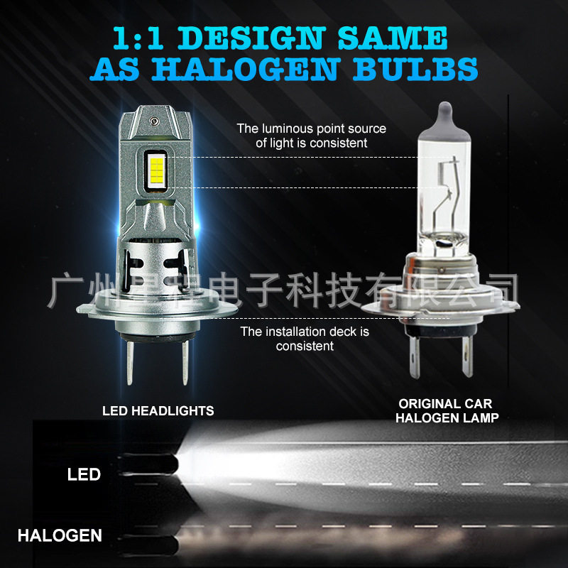 新款直插H711LED大灯即插即用