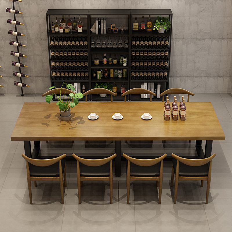 工业风实木大板酒庄品酒会议桌椅