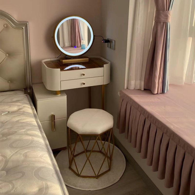 小户型梳妆台小型50 60cm 床头柜一体现代简约轻奢卧室化妆桌智能