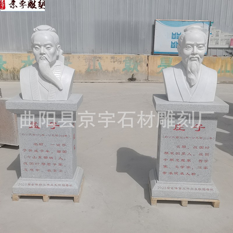 汉白玉石雕校园名人胸像定制