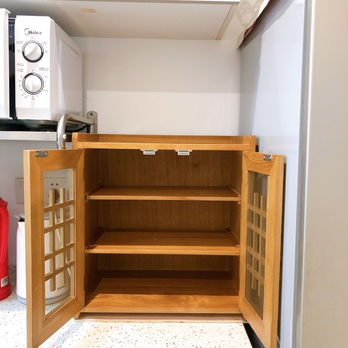 防虫透气实木小碗柜餐具柜家用台面菜柜厨房放碗储物收纳柜餐边柜