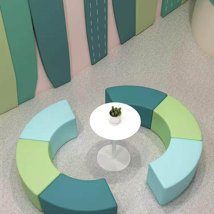 艺术培训班机构幼儿园学校大厅儿童休息区圆弧形创意休闲沙发组合