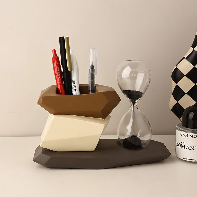 贝汉美时来运转笔筒沙漏摆件客厅酒柜办公室桌面高级感装饰品批发