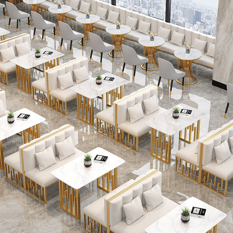 岩板轻奢洽谈桌椅组合餐饮家具