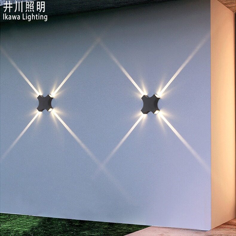 led壁灯室外防水十字星光灯门口门别墅前围墙酒店外墙装饰洗墙灯
