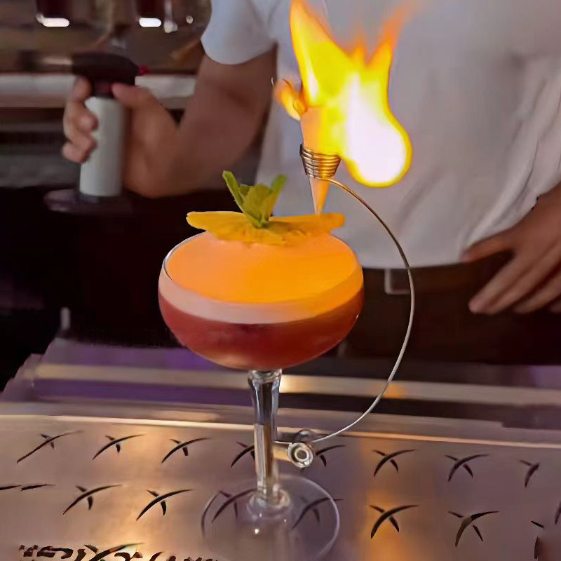 酒吧火焰玫瑰酒杯网红火烧变玫瑰鸡尾酒杯分子料理装饰夹杯