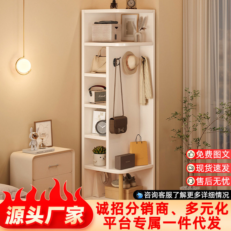 衣帽架卧室简约墙角多层收纳柜边柜客厅拐角展示柜落地转角书柜