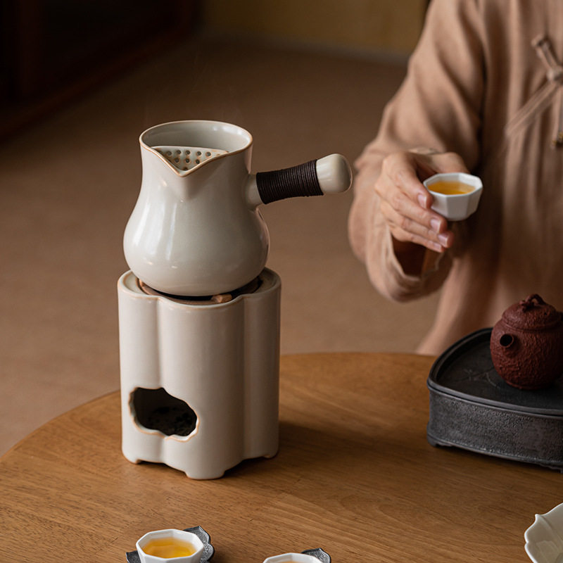 苏打釉煮茶器侧把壶炭火煮茶壶木炭煮茶炉套装仿古