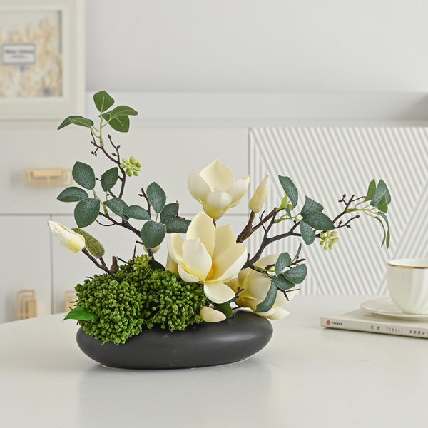 大圆桌中间转盘摆花酒店餐桌摆件中式圆形创意桌芯装饰品摆设桌花