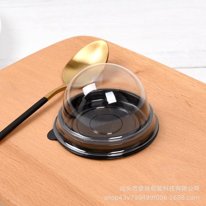 单个圆形蛋黄酥包装盒黑色金色雪媚娘盒糯米果泡芙西点打包盒