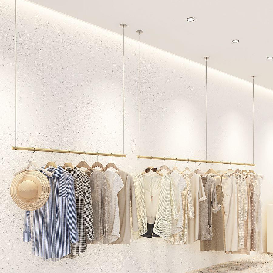 服装店展示架金色陈列架上墙吊顶挂衣架吊架侧挂架壁挂式