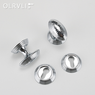 意大利手工锤纹银色极简门锁美式 复古静音室内房门锁 黄铜轻奢意式