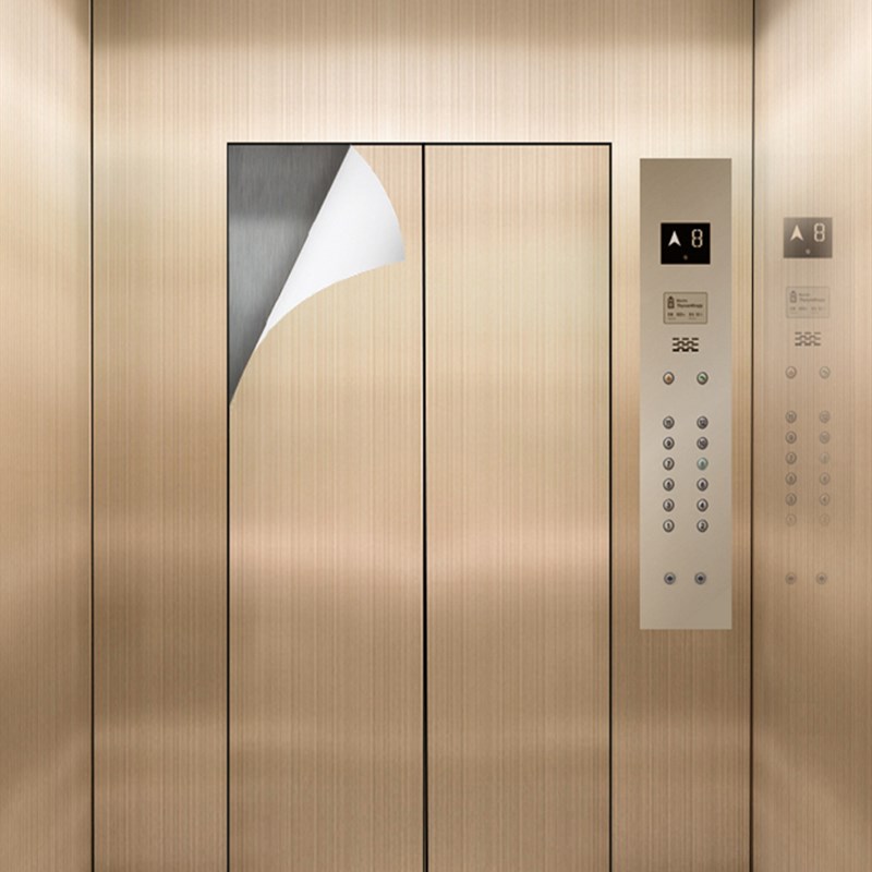 高级电梯轿厢内部贴纸装饰改色电梯门翻新不锈钢拉丝金属贴膜