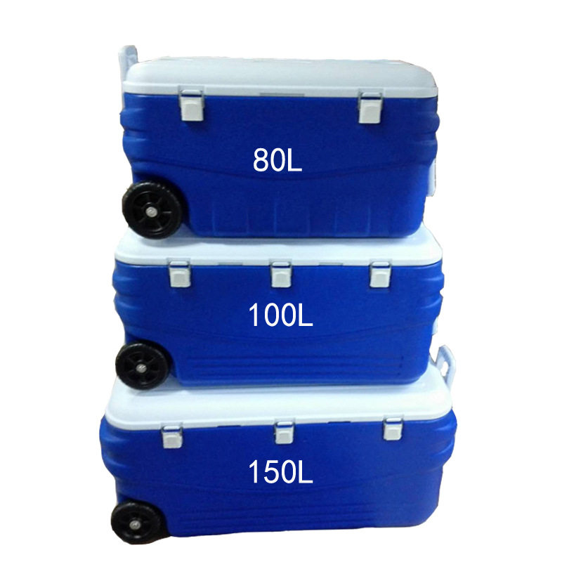 胖哥路亚海钓保温箱80L 100L150L蓝色耐冲击轻量化带轮温箱冷藏箱