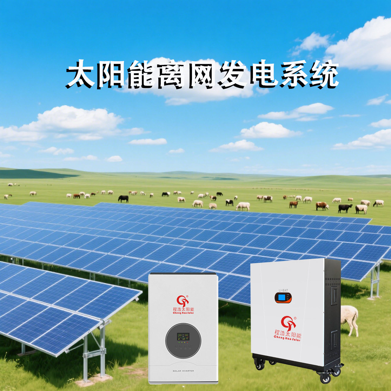 10kw太阳能离网发电系统光伏板储能电池逆控一体机整套供应