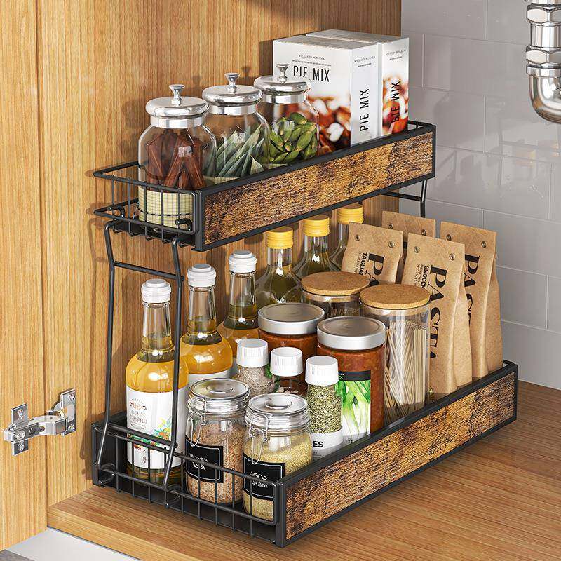 厨房抽拉式导轨置物架下水槽台面调料拉篮多功能橱柜分层收纳架子,农机/农具/农膜,其它农用工具,淘宝优惠券,粉丝福利购,淘宝优惠卷