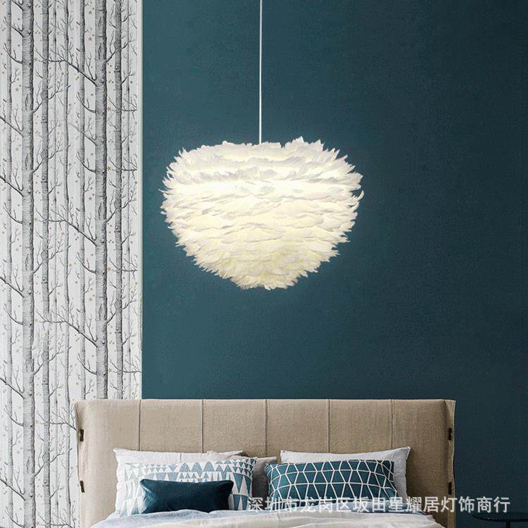 北欧创意羽毛吊灯个性餐厅卧室灯后现代浪漫温馨橱窗灯具