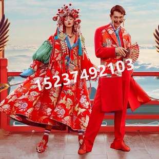 速发国潮2020新款 中头国国风戏曲戏剧街潮主题嘻哈摄影婚纱礼服情