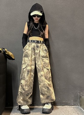 速发孩爵士舞装装街舞少儿潮服迷彩jaz儿嘻哈套服走秀演出服少z服