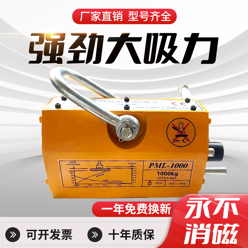 速发永磁起重器磁力吊400kg磁铁起重器强力磁吸磁盘1吨2吨吸盘