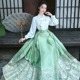 速发古风汉元素通勤轻汉服改成新中式马面裙套装良身国风半人裙