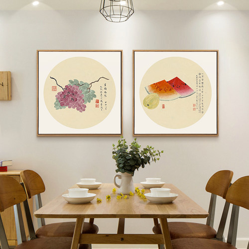 速发新中式艺厅餐厅装饰房简约蔬菜饭术厨画挂画客厅壁画食物墙画