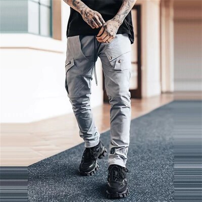 Mens Pants Tactical Cargo Casual Fashion Skinny Elastic Wais