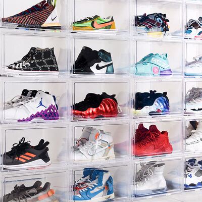 极速3PCS Transparent plastic shoe box dustproof Shoes cabine