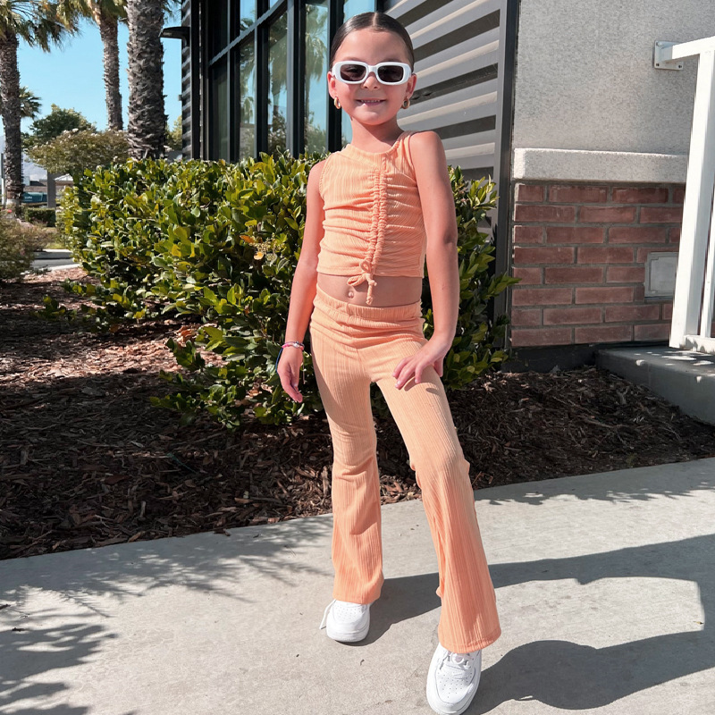 2022 Summer BABY fashion sleeveless flares vest suit