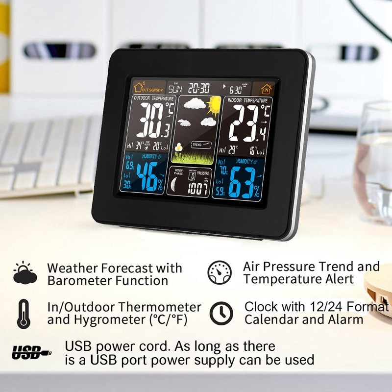 FanJu FJ3365 Weather Station Air Pressure ecast Alarm Indoor