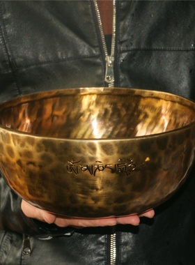 24cm 满月钵颂钵音疗愈尼泊尔手工铜钵瑜伽SPA理疗佛音碗钵孟摆件
