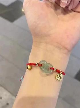 环环相扣手錬手工编织手绳平安扣福牌铃铛手錬送闺蜜女友情侣礼物