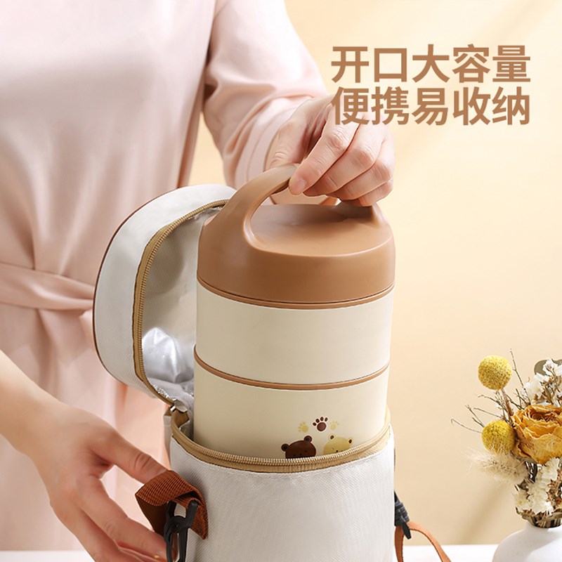 圆形保温袋可爱饭盒包手提袋铝箔加厚保温包防水防油上班族带饭包