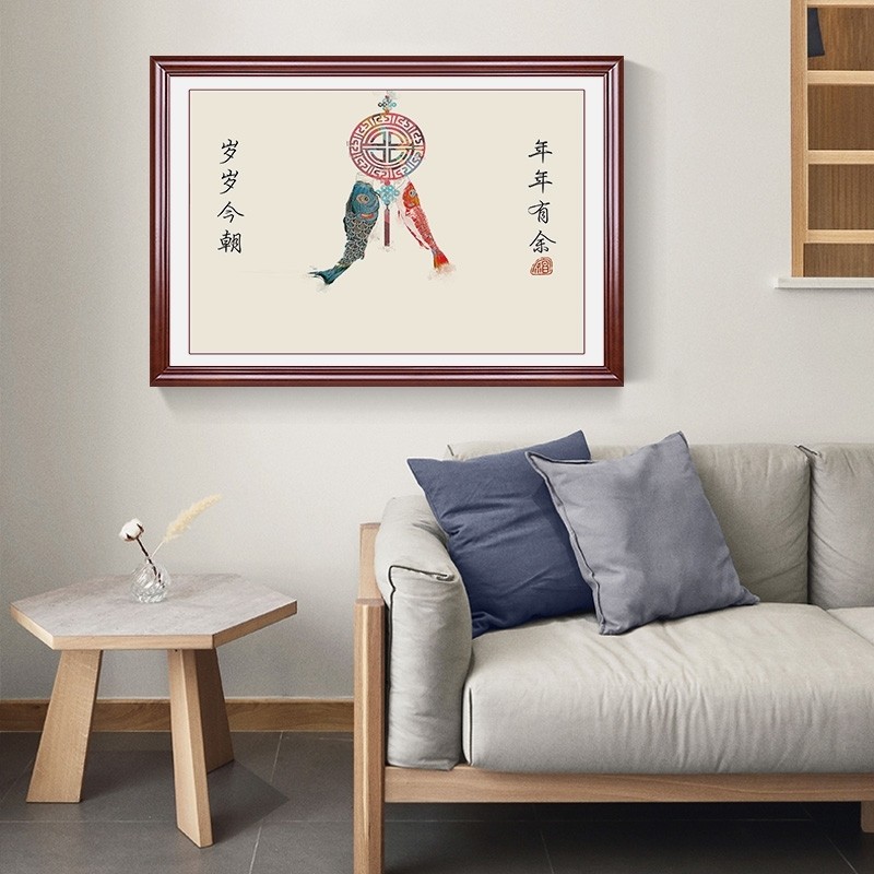 家和字画新中式电表箱装饰画可推拉免打孔配电箱总开关盒遮挡挂画