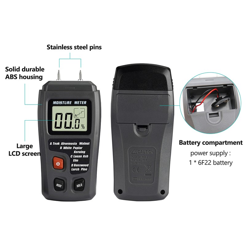 Pin Type Digital Wood Moisture Meter Hygrometer 0-99.9% Wood
