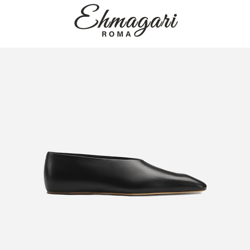 EHMAGARI Sole 意大利设计师款黑色僧侣鞋极简真皮侘寂风女单鞋