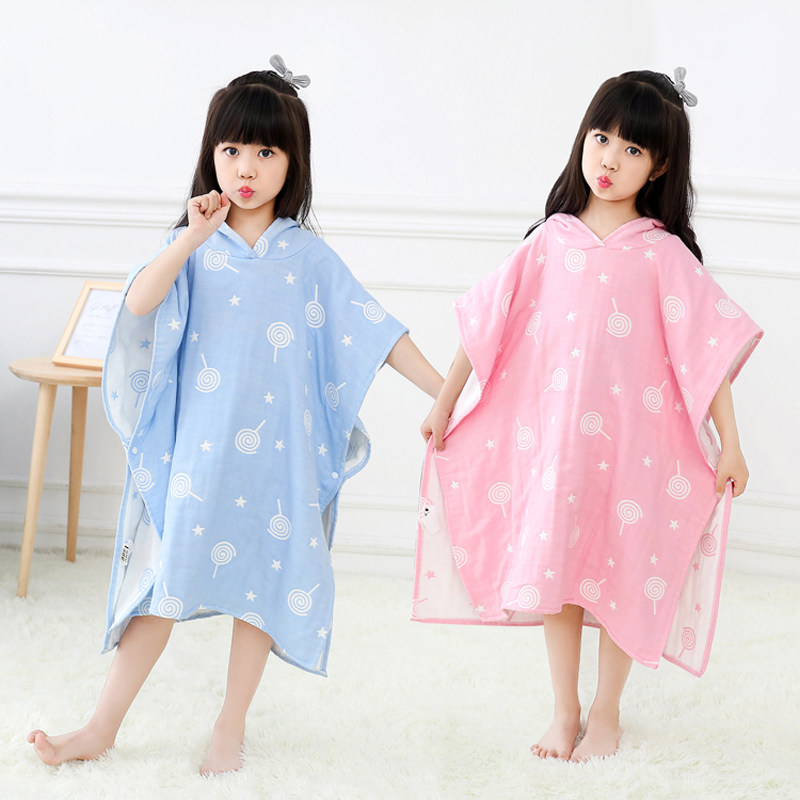 儿童浴巾斗篷带帽纯棉纱布吸水卡通可裹浴袍宝宝可穿式男夏女游泳