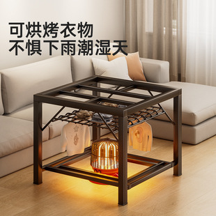 湖南烤火桌子全套家用湖南取暖新款不锈钢取暖桌子正方形烤火架