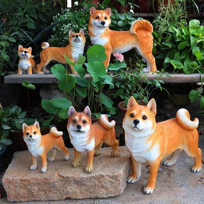 宠物狗柴犬模型秋田犬摆件庭院花园客厅家居装饰动物雕塑造型萌宠