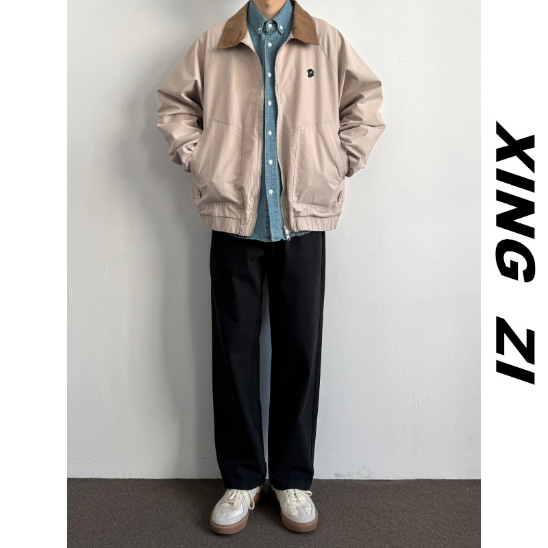 日系复古休闲裤男款直筒宽松长裤冬季潮流百搭高品质纯棉工装裤男