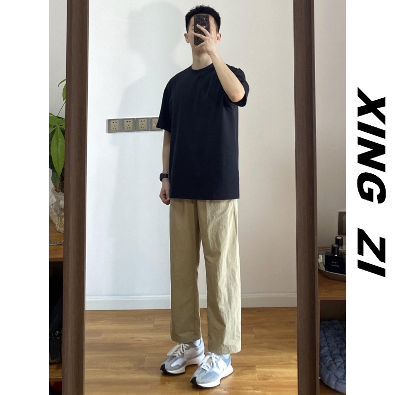 早秋季小个子九分直筒休闲裤男款日系复古潮流百搭宽松薄款裤子男